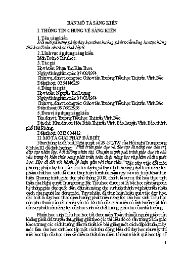 Báo cáo Sáng kiến Đổi mới phương pháp dạy học theo hướng phát triển năng lực tạo hứng thú học Toán cho học sinh lớp 3