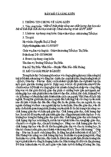 Báo cáo Sáng kiến Một số biện pháp nâng cao chất lượng dạy học các bài về tính diện tích cho học sinh lớp 5 theo chương trình GDPT 2018