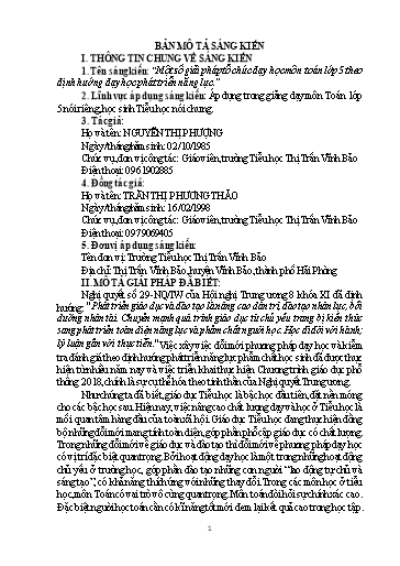 Báo cáo Sáng kiến Một số giải pháp tổ chức dạy học môn Toán lớp 5 theo định hướng dạy học phát triển năng lực