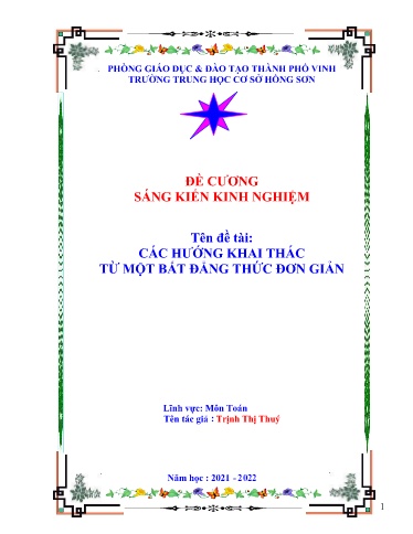 Sáng kiến kinh nghiệm Các hướng khai thác từ một bài toán bất đẳng thức đơn giản