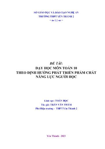 Sáng kiến kinh nghiệm Dạy học môn Toán 10 theo định hướng phát triển phẩm chất năng lực người học