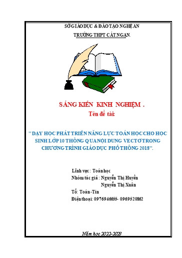 Sáng kiến kinh nghiệm Dạy học phát triển năng lực toán học cho học sinh lớp 10 thông qua nội dung vectơ trong chương trình giáo dục phổ thông 2018