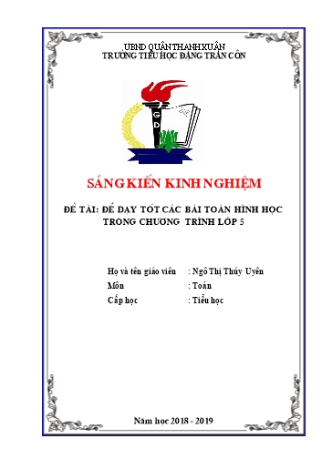 Sáng kiến kinh nghiệm Dạy tốt các bài toán hình học trong chương trình lớp 5