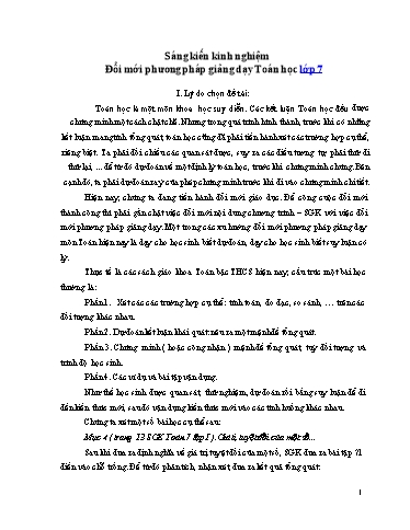 Sáng kiến kinh nghiệm Đổi mới phương pháp giảng dạy Toán học lớp 7