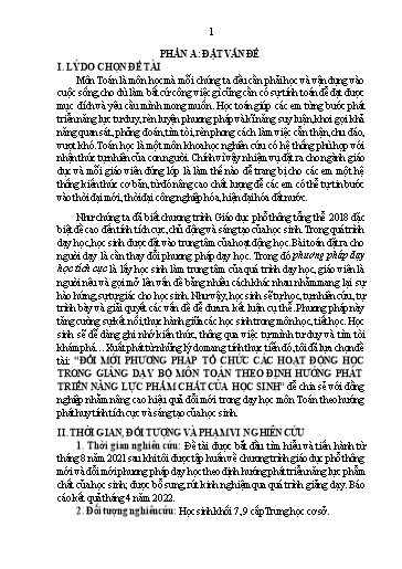 Sáng kiến kinh nghiệm Đổi mới phương pháp tổ chức các hoạt động học trong giảng dạy bộ môn toán theo định hướng phát triển năng lực phẩm chất của học sinh