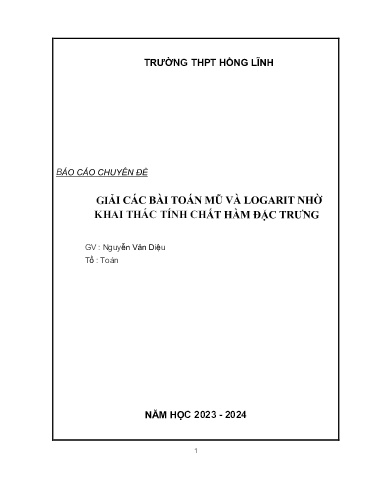 Sáng kiến kinh nghiệm Giải các bài toán mũ và logarit nhờ khai thác tính chất hàm đặc trưng