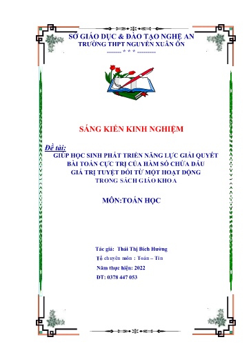 Sáng kiến kinh nghiệm Giúp học sinh phát triển năng lực giải quyết bài toán cực trị của hàm số chứa dấu giá trị tuyệt đối từ một hoạt động trong sách giáo khoa