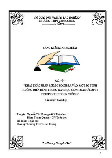 Sáng kiến kinh nghiệm Khai thác phần mềm GeoGebra vào một số tình huống điển hình trong dạy học môn Toán ở lớp 10 trường THPT Con Cuông