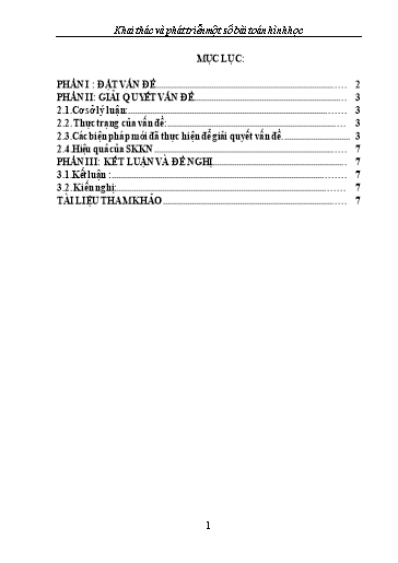 Sáng kiến kinh nghiệm Khai thác và phát triển một số bài toán hình học