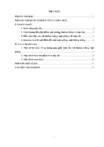 Sáng kiến kinh nghiệm Một số bài toán về mặt cầu trong hệ toạ độ Oxyz
