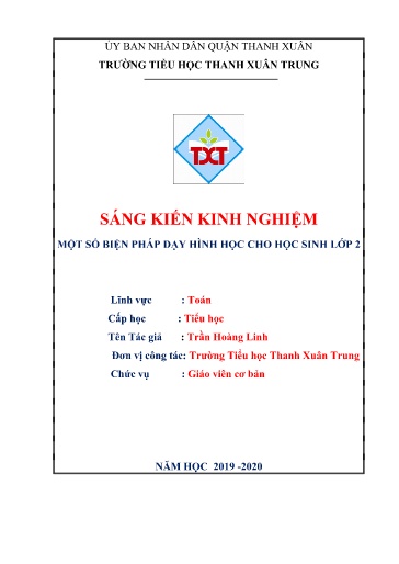 Sáng kiến kinh nghiệm Một số biện pháp dạy hình học cho học sinh lớp 2