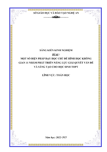 Sáng kiến kinh nghiệm Một số biện pháp dạy học chủ đề hình học không gian 11 nhằm phát triển năng lực giải quyết vấn đề và sáng tạo cho học sinh THPT