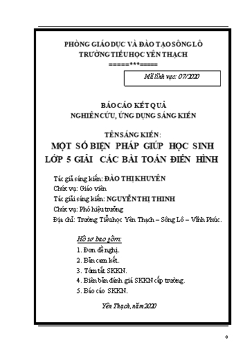 Sáng kiến kinh nghiệm Một số biện pháp giúp học sinh lớp 5 giải các bài toán điển hình