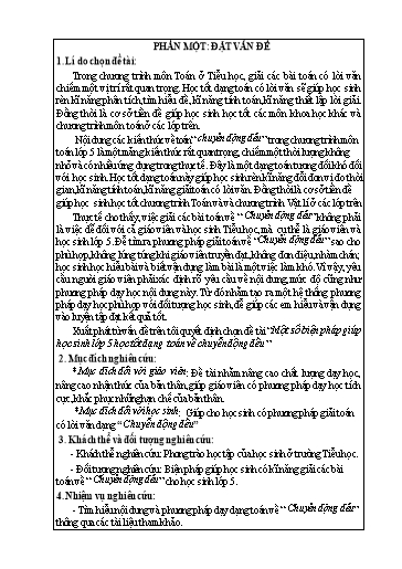 Sáng kiến kinh nghiệm Một số biện pháp giúp học sinh lớp 5 học tốt dạng toán về chuyển động đều