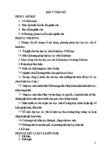 Sáng kiến kinh nghiệm Một số biện pháp nâng cao chất lượng dạy học các yếu tố hình học trong chương trình Toán 2