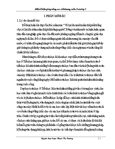 Sáng kiến kinh nghiệm Một số biện pháp nâng cao chất lượng môn Toán lớp 1