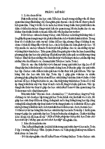 Sáng kiến kinh nghiệm Một số biện pháp tạo hứng thú học Toán cho học sinh lớp 1 thông qua các trò chơi học tập