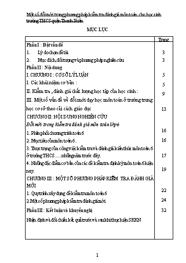 Sáng kiến kinh nghiệm Một số đổi mới trong phương pháp kiểm tra đánh giá môn toán cho học sinh trường THCS Quận Thanh Xuân