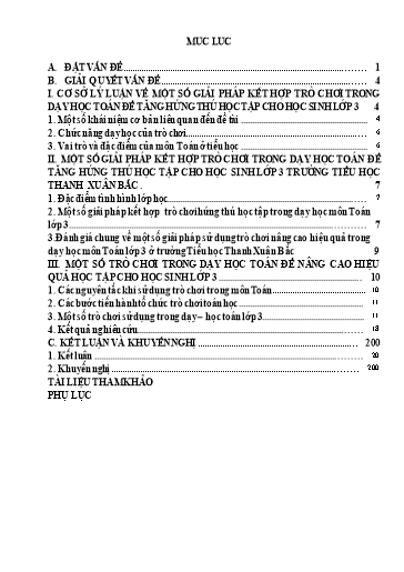 Sáng kiến kinh nghiệm Một số giải pháp kết hợp trò chơi trong dạy học toán để tăng hứng thú học tập cho học sinh lớp 3 tại trường Tiểu học Thanh Xuân Bắc
