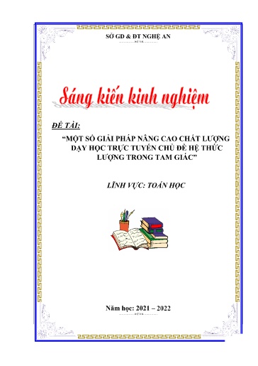 Sáng kiến kinh nghiệm Một số giải pháp nâng cao chất lượng dạy học trực tuyến chủ đề hệ thức lượng trong tam giác