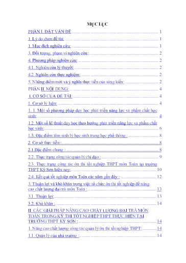 Sáng kiến kinh nghiệm Một số giải pháp nâng cao chất lượng đại trà môn Toán trong kỳ thi tốt nghiệp THPT ở trường THPT Kỳ Sơn