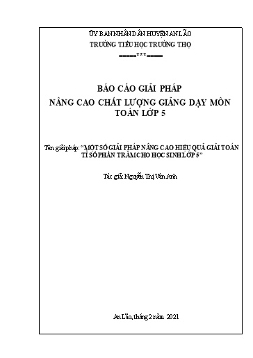 Sáng kiến kinh nghiệm Một số giải pháp nâng cao hiệu quả giải toán tỉ số phần trăm cho học sinh lớp 5