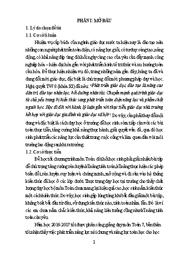 Sáng kiến kinh nghiệm Một số giải pháp nhằm nâng cao chất lượng môn Toán 7 mô hình trường học mới theo định hướng phát triển năng lực học sinh tại trường PTDTBT THCS Nong U