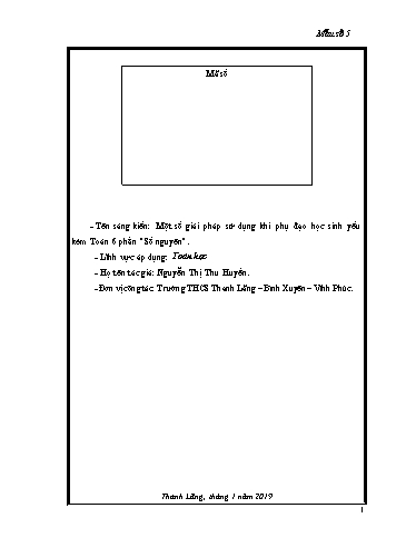 Sáng kiến kinh nghiệm Một số giải pháp sử dụng khi phụ đạo học sinh yếu kém Toán 6 phần “Số nguyên”
