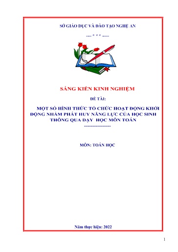 Sáng kiến kinh nghiệm Một số hình thức tổ chức hoạt động khởi động nhằm phát huy năng lực của học sinh thông qua dạy học môn Toán