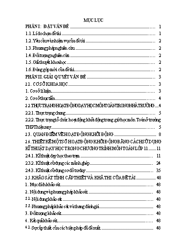 Sáng kiến kinh nghiệm Một số kĩ thuật dạy học trong hoạt động khởi động nhằm tạo hứng thú, kích thích học sinh tìm tòi, khám phá kiến thức môn Toán lớp 11