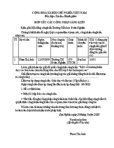 Sáng kiến kinh nghiệm Một số kinh nghiệm dạy các bài toán chuyển động đều cho học sinh lớp 5 đạt hiệu quả cao