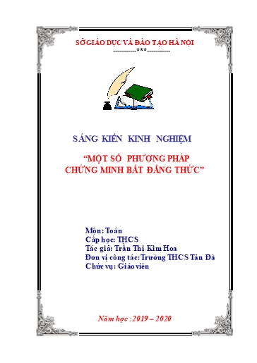 Sáng kiến kinh nghiệm Một số phương pháp chứng minh bất đẳng thức