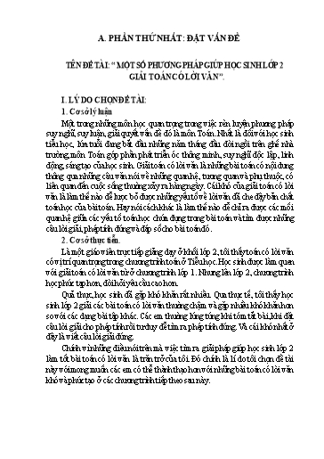 Sáng kiến kinh nghiệm Một số phương pháp giúp học sinh lớp 2 giải toán có lời văn