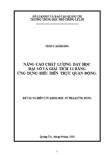 Sáng kiến kinh nghiệm Nâng cao chất lượng dạy học đại số và giải tích 11 bằng ứng dụng biểu diễn trực quan động