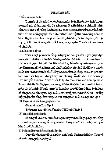 Sáng kiến kinh nghiệm Những biện pháp nhằm củng cố và nâng cao chất lượng môn Toán cho học sinh lớp 5