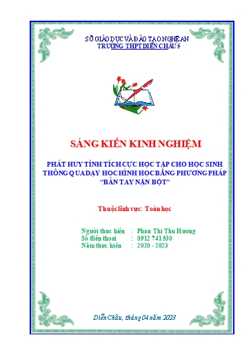 Sáng kiến kinh nghiệm Phát huy tính tích cực học tập cho học sinh thông qua dạy học Hình học bằng phương pháp “Bàn tay nặn bột”
