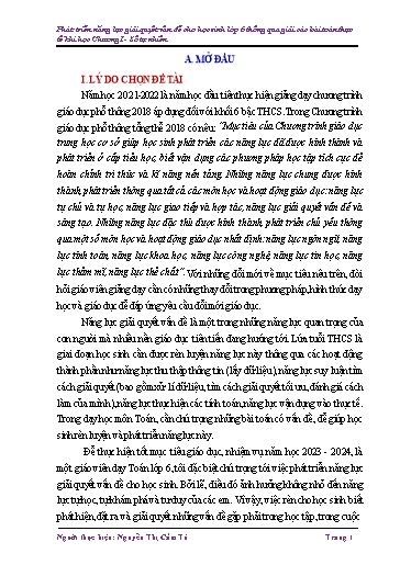 Sáng kiến kinh nghiệm Phát triển năng lực giải quyết vấn đề cho học sinh lớp 6 thông qua giải các bài toán thực tế khi học Chương I - Số tự nhiên