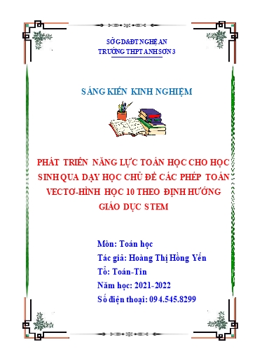 Sáng kiến kinh nghiệm Phát triển năng lực toán học cho học sinh qua dạy học chủ đề Các phép toán véc tơ - Hình học 10 theo định hướng giáo dục STEM
