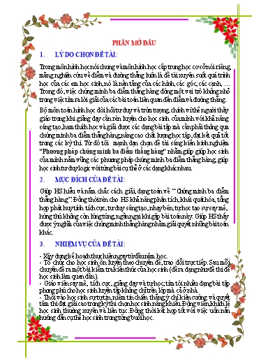 Sáng kiến kinh nghiệm Phương pháp chứng minh ba điểm thẳng hàng - Trường THCS Đông Hòa