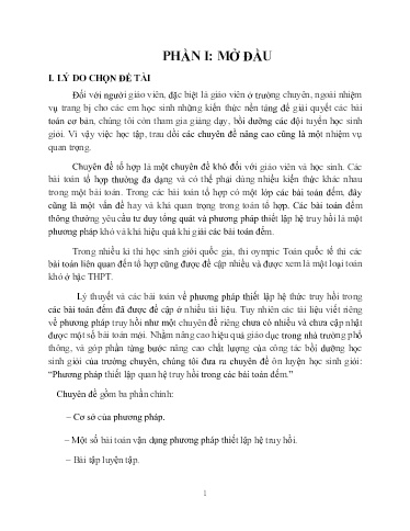 Sáng kiến kinh nghiệm Phương pháp thiết lập quan hệ truy hồi trong các bài toán đếm