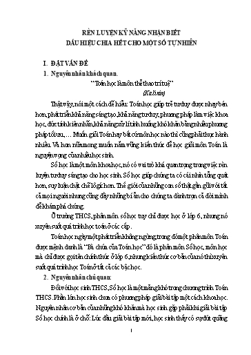 Sáng kiến kinh nghiệm Rèn luyện kỹ năng nhận biết dấu hiệu chia hết cho một số tự nhiên