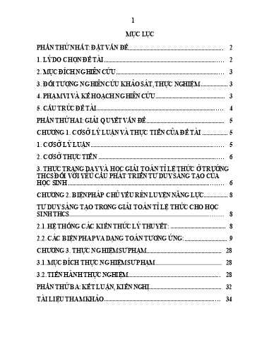 Sáng kiến kinh nghiệm Rèn luyện năng lực tư duy sáng tạo trong giải toán tỉ lệ thức cho học sinh lớp 7 THCS