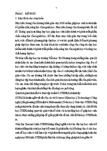 Sáng kiến kinh nghiệm Sử dụng phương pháp giáo dục STEM trong dạy học môn Toán lớp 3 nhằm phát triển năng lực học sinh theo chương trình giáo dục phổ thông 2018