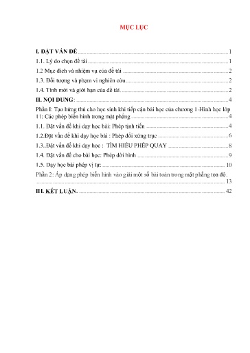 Sáng kiến kinh nghiệm Tạo hứng thú cho học sinh khi dạy học phép biến hình và ứng dụng vào giải các bài toán trong mặt phẳng tọa độ