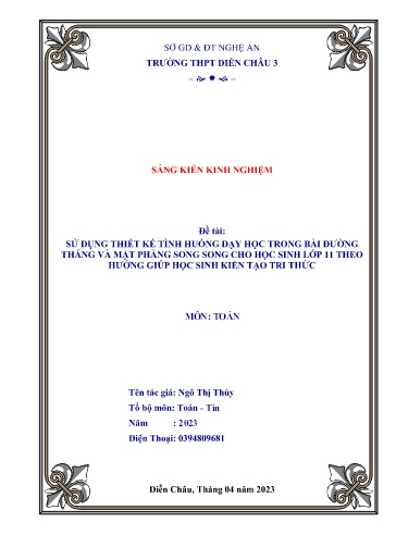 Sáng kiến kinh nghiệm Thiết kế tình huống dạy học trong bài đường thẳng và mặt phẳng song song cho học sinh lớp 11 theo hướng giúp học sinh kiến tạo tri thức