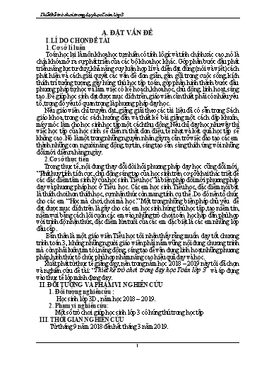 Sáng kiến kinh nghiệm Thiết kế trò chơi trong dạy học Toán lớp 3 - Nguyễn Thị Năng
