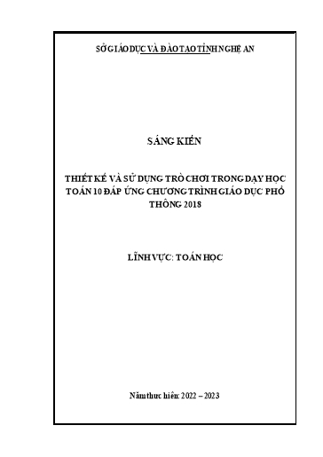 Sáng kiến kinh nghiệm Thiết kế và sử dụng trò chơi trong dạy học Toán 10 đáp ứng chương trình giáo dục phổ thông 2018