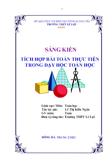 Sáng kiến kinh nghiệm Tích hợp bài toán thực tiễn trong dạy học Toán học