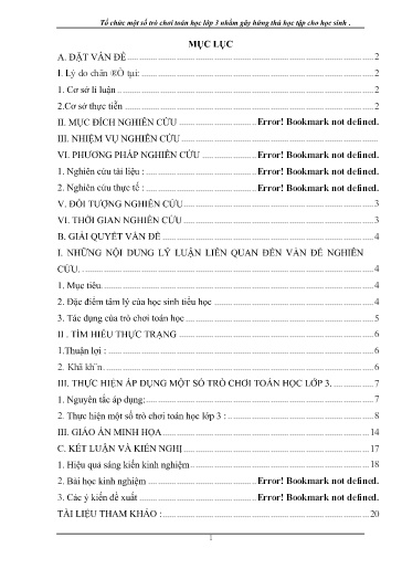 Sáng kiến kinh nghiệm Tổ chức một số trò chơi toán học lớp 3 nhằm gây hứng thú học tập cho học sinh