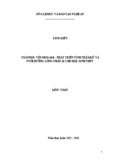 Sáng kiến kinh nghiệm Toán học với Origami – phát triển tính thẩm mỹ và nuôi dưỡng lòng nhân ái cho học sinh THPT